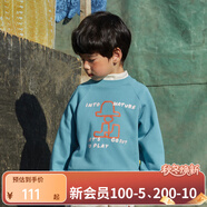 papa爬爬【粒粒絨】冬季兒童加絨衛衣親子裝男女童發(fā)熱輕盈保暖 湖藍色-衛衣 140cm
