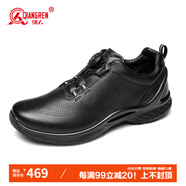 強人戶(hù)外運動(dòng)休閑皮鞋3515頭層牛皮通勤訓練男鞋 旋轉扣備勤鞋 黑 42