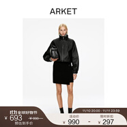 ARKET女裝 羊毛混紡裹身式雙面呢短裙半裙黑色秋季新款1299231001 黑色 M 165/72A 38 模特高179CM，穿38碼