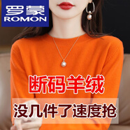 羅蒙（ROMON）2024春秋新款羊·絨衫女圓領(lǐng)寬松毛衣百搭羊毛衫薄款針織打底衫上 【愛(ài)瑪橙】圓領(lǐng) XL 【125-135斤】