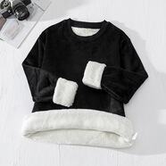 誠景加絨加厚修身圓領(lǐng)打底衫男羊羔絨雙面絨保暖冬季長(cháng)袖厚實(shí)T恤上衣I 黑色 M