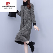 皮爾卡丹（pierre cardin）針織連衣裙子女裝冬季2025新款加絨加厚貴婦人遮肚子氣質(zhì)打底長(cháng)裙 灰色 今年流行的輕奢品牌 L (100-115斤)