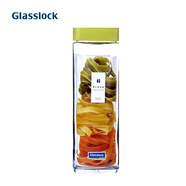 Glasslock韓國進(jìn)口積木式儲存罐零食雜糧廚房?jì)ξ锕藜矣檬占{罐防潮冰箱側門(mén) 方形豆綠色1300ml