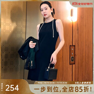 美洋（MEIYANG）赫本小黑裙 法式優(yōu)雅云梯棉修身無袖彈力背心連衣裙時尚顯瘦裙子 黑色（短版） M