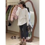 妃麗慕尚（FEILIMUSHANG）德絨加厚灰色打底衫女中長(cháng)款秋冬搭配鯊魚(yú)褲慵懶寬松百搭長(cháng)袖t恤 B1581純色白色 S 建議100斤以?xún)?
                                         title=