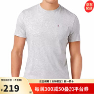 Tommy Hilfiger湯米 希爾費格 夏季男士純色短袖左胸小LOGO棉質(zhì)T恤衫Z奢侈品潮牌 038深灰色 M