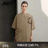 JNBY/江南布衣【立體花卉】春夏連衣裙女府綢短袖H型設(shè)計(jì)感5O4G10950 216/臘粉駝色 S