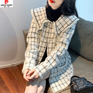 皮爾卡丹（pierre cardin）秋冬小香風(fēng)長(zhǎng)款外套女裝2025年新款小個(gè)子娃娃領(lǐng)開(kāi)衫顯瘦毛呢大衣 白色【氣質(zhì)名媛/反季/炸街減齡/時(shí)尚洋氣/輕奢/爆 M