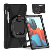 三星（SAMSUNG）適用S10 Lite平板保護套S8ultra S8  S7FE Galaxy蓋樂(lè )世平板電腦保護殼邊框全包防摔外殼無(wú)磁帶筆 黑色 三星T500/T505 (10.4英寸)