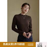 獨(dú)束大碼女裝【發(fā)熱防靜電】百搭打底衫女顯瘦秋冬新款胖mm針織衫 棕咖色 2XL