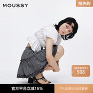 moussy 2025新品甜美木耳邊格子蓬蓬裙半身裙女028ISA31-0008 025花紋黑色 均碼