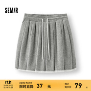 森馬（Semir）半身裙女蕾絲花邊百褶裙溫柔俏皮2025夏季新款松緊腰短裙甜美 中花灰00502 L