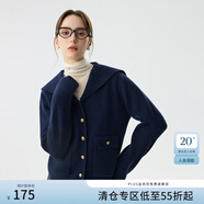 范思藍恩學(xué)院風(fēng)V型翻領(lǐng)領(lǐng)內搭針織衫2024冬裝新款打底毛衣14309 學(xué)院藍 XS