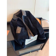 薇戀夢嵐黑色麂皮絨顯瘦短外套男女2025年秋冬韓版寬松chic百搭上衣 黑色 M