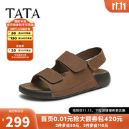 他她（TATA）復(fù)古勃肯鞋女秋季新款厚底沙灘鞋外穿拖鞋涼鞋男女同款 棕色AAD01BL5 38