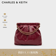 CHARLES&KEITH子母鏈條大容量流浪包托特包單肩斜挎包女包生日禮物CK2-40671449 Burgundy葡萄酒紅色 L