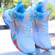 秋冬男鞋耐磨高邦板鞋男韓版潮流學(xué)生運動(dòng)籃球鞋男高幫戰靴防水鞋 款網(wǎng)面6822鵬白月橘 36