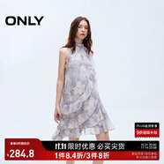 ONLY2025夏季新款淑女掛脖圓領(lǐng)荷葉邊短裙碎花連衣裙女|125207045 H3H瑞秋印花藍 L