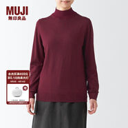無(wú)印良品（MUJI）女式 天竺 可水洗 半高領(lǐng)毛衣 長(cháng)袖針織衫  BAG14A2A 深紫紅色 S 155/80A