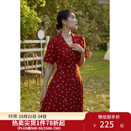 獨(dú)束大碼女裝法式小翻領(lǐng)連衣裙女夏季新款遮肉顯瘦雪紡裙子 紅色(dy) 3XL （尺碼：5）