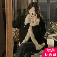 AEMAPE加厚夾棉毛絨牛仔棉服外套女裝2025春秋冬季韓版短外套女 黑色加厚款 加絨 M 建議105-120斤