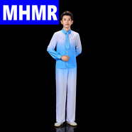 MHMR大合唱團演出服成人女長(cháng)裙學(xué)生紅歌朗誦比賽表演服主持人氣質(zhì)禮服 藍色漸男 2XL
