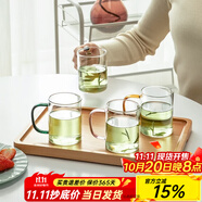 憶壺茶（YIHUTEA）耐熱玻璃杯套裝加厚家用四色喝水杯子果汁杯牛奶咖啡杯大容量茶杯 【不混色】四色杯 300ml 4只