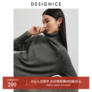迪賽尼斯（DESIGNICE）冬季新款半高領(lǐng)全羊毛長(cháng)袖打底衫通勤毛針織衫女 深灰 M