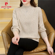皮爾卡丹（pierre cardin）新款半高領加厚毛衣泡泡袖寬松洋氣秋冬針織打底衫黑色高貴 駝色 M 90-110斤