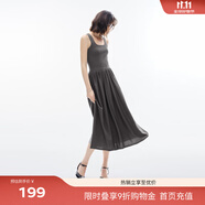 伊芙麗（eifini）蔣欣代言氣質方領高級感顯瘦針織連衣裙春裝新款收腰通勤裙子 灰色 S 80-105斤