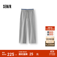 森馬（Semir）[商場(chǎng)同款]休閑褲女高腰撞色闊腿褲2025春季新款肌理衛(wèi)褲慵懶 灰白10801 M