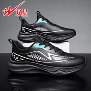 雙星鞋子男鞋秋冬款防水防滑休閑鞋男士運動(dòng)鞋學(xué)生軟底減震跑步鞋 黑色 42