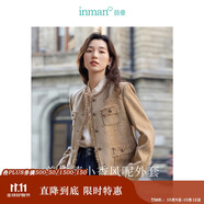 茵曼法式優(yōu)雅小香風(fēng)短外套女秋毛邊名媛高級(jí)感休閑上衣 淺駝色 L 