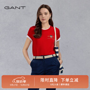GANT/甘特【100%棉】男女同款情侶裝簡約學院風舒適短袖重磅T恤 667紅色 L