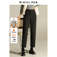 夢(mèng)舒雅女褲魚(yú)骨紋綿羊毛九分加厚哈倫褲2025秋冬款高腰顯瘦西褲女