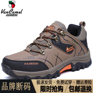 西域駱駝（VANCAMEL）不臭腳男性戶外高幫男登山鞋防滑加絨保暖中旅游鞋棉鞋冬季男鞋 8517棕色低幫單鞋/官方店旗艦新 39