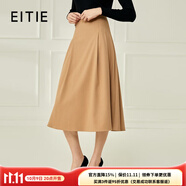 愛特愛（EITIE）春季新款復(fù)古純色高腰顯瘦氣質(zhì)褶皺中長款半身裙A字裙A2206905 咖80 M 40/165/68A