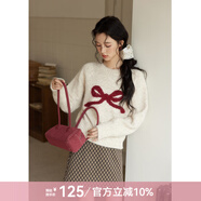 謎秀法式復(fù)古撞色蝴蝶結(jié)米色毛衣女寬松顯瘦上衣秋季 燕麥色 常規(guī) 均碼