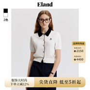 ELAND衣戀撞色翻領(lǐng)短袖針織衫純棉半開(kāi)襟polo衫毛衣 象牙白/白色(39)Ivory S 160
