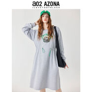 a022025春秋新款法式圓領(lǐng)衛衣連身裙女顯瘦氣質(zhì)寬松休閑設計 花灰色 S S