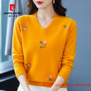 皮爾卡丹（pierre cardin）品牌高檔輕奢100純羊毛衫女士毛衣媽媽打底衫秋冬內搭針織雞 品牌高端新品-黃色 4XL