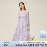 范思藍恩薄款長(cháng)袖遮陽(yáng)針織衫開(kāi)衫女夏季甜美鏤空空調衫24FS12119 薰衣草色 M