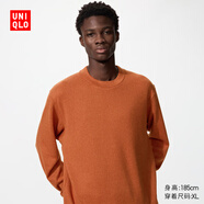 優(yōu)衣庫男裝柔軟針織搖粒絨圓領(lǐng)套頭衫/長(cháng)袖T恤25秋冬新款479791 26 橙紅色 L /175/100A