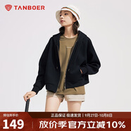 坦博爾衛(wèi)衣女春秋短款連帽運(yùn)動(dòng)外套寬松小個(gè)子TD4160502 黑色 170 