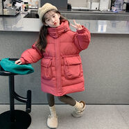 未來(lái)之星（FUTURE STAR）女童冬裝棉服2025新款洋氣小女孩中長(cháng)款棉衣外套冬季兒童羽絨棉襖 銹紅色 120 關(guān)注收藏優(yōu)先發(fā)貨