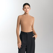 阿瑪施綿羊毛高領(lǐng)修身針織打底衫 秋冬百搭長(cháng)袖套頭5399640 駝色 L (4)