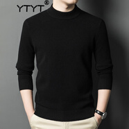 YTYT高端品牌羊絨衫男士100%山羊絨半高領(lǐng)純色休閑加厚保暖中年針織衫 黑色 XL 175/92A【130-150斤左右】