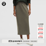 lululemon丨Fleece Varsity 女士拉絨高腰半身裙 LW8AN5S 軍綠 L