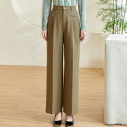 米思陽(yáng)（missshine）米思陽(yáng)2025春季新款百搭時(shí)尚純色休閑褲高腰小個(gè)子直筒長(cháng)褲女0073 綠咖啡現貨直發(fā) S