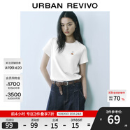 UR2025春季新款女裝時尚休閑撞色刺繡圖案短袖T恤UYY450149 本白 S